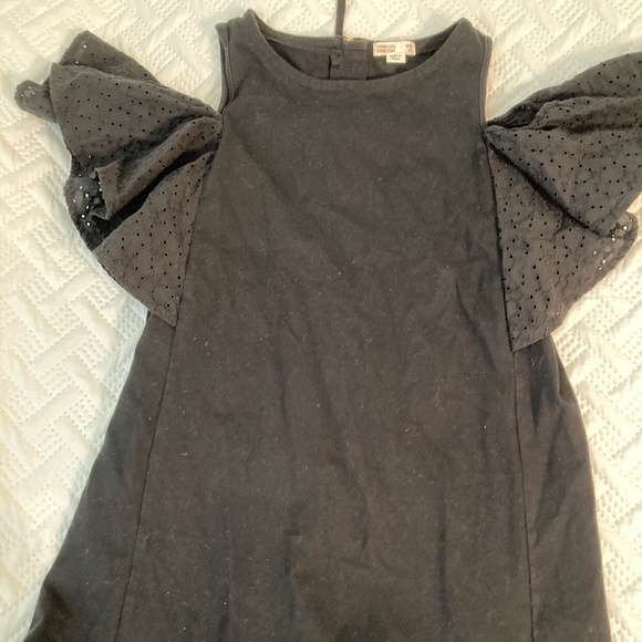 Crewcuts Everyday Cold Shoulder Eyelet Flutter Sleeve Dress Black Size 10 - Picture 4 of 5
